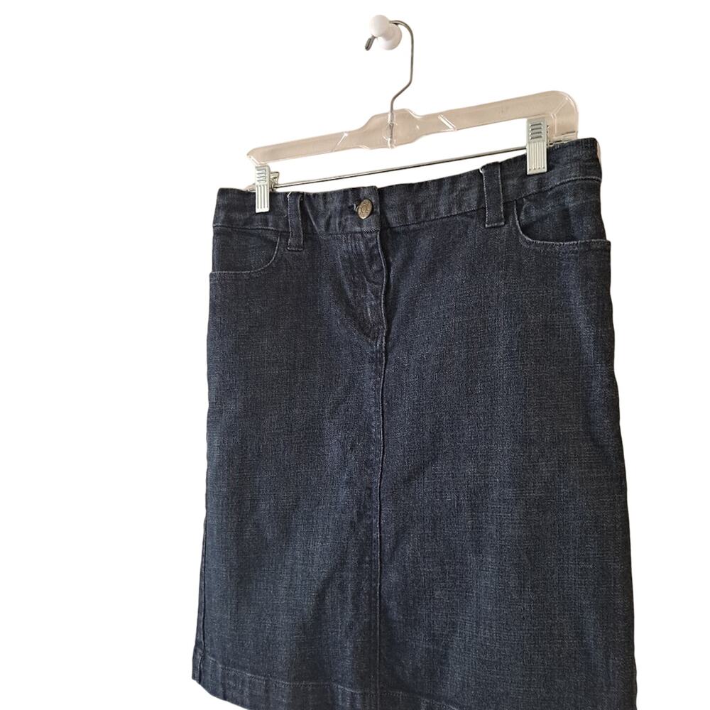 J. Crew Dark Wash Mini Denim Skirt with Front Zip and 2 Back Slit -Size 8